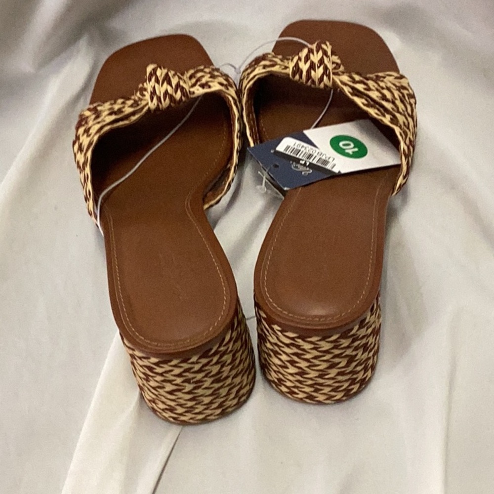 Women's Aaliyah Raffia Strappy Knot Sandal Heels - Universal Thread -Cognac -new - Picture 6 of 7